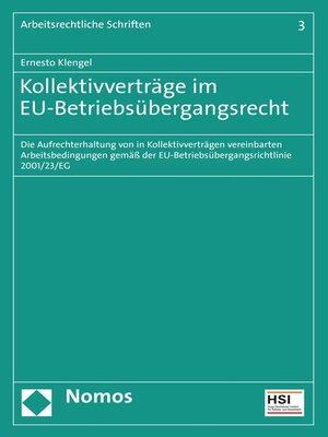 cover image of Kollektivverträge im EU-Betriebsübergangsrecht
